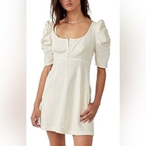 Free People XS Womens Dress Mini Cheyenne Denim Boho Prairie Peasant Short